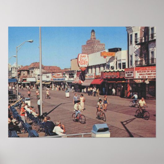 Atlantic City NJ, Bike Riding on the Boardwalk Poster (Vorne)