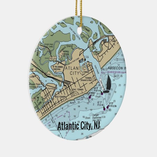 Atlantic City NJ Chart Keramik Ornament (Rechts)
