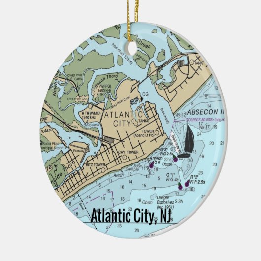 Atlantic City NJ Chart Keramik Ornament (Links)