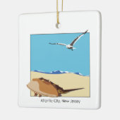 Atlantic City, NJ Horseshoe Crab Seagull Beach Keramikornament (Links)