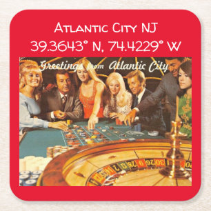 Atlantic City NJ Map Koordiniert Vintage Style Rechteckiger Pappuntersetzer
