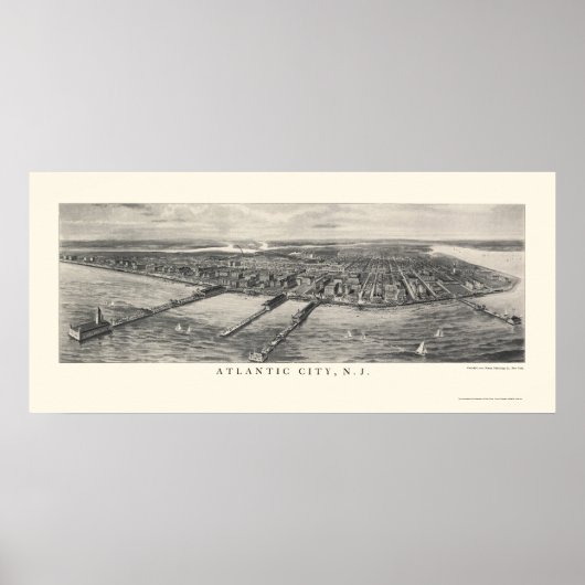 Atlantic City, NJ Panoramic Map - 1905 Poster (Vorne)