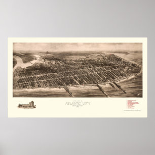 Atlantic City, NJ Panoramic Map - 1909 Poster
