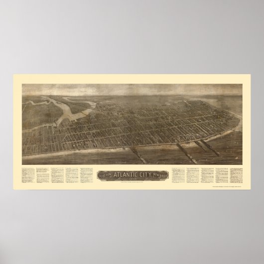 Atlantic City, NJ Panoramic Map - 1910 Poster (Vorne)