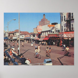 Atlantic City NJ, Radfahren auf der Strandpromenad Poster