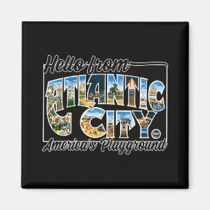 Atlantic City Nj Vintage Stcard Souvenir T-Shirt  Magnet