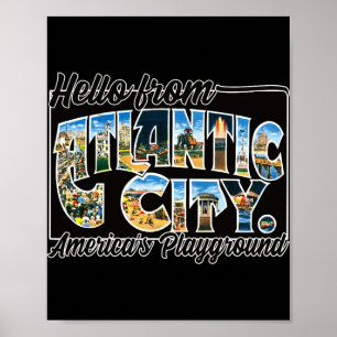 Atlantic City Nj Vintage Stcard Souvenir T-Shirt Poster