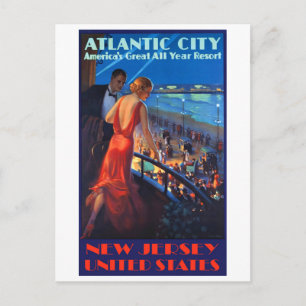 Atlantic City, Paar in romantischer Sommernacht Postkarte