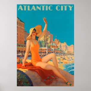 Atlantic City, Pennsylvania Vintage Travel Poster