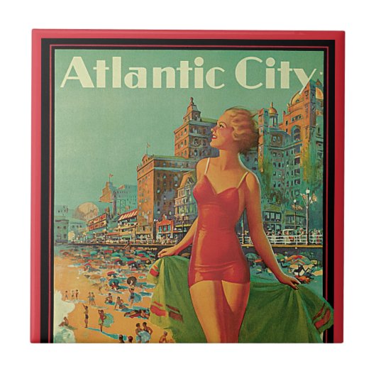 Atlantic City Resort, Pennsylvania Railway Travel Fliese (Vorderseite)