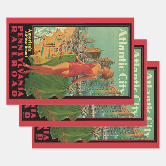 Atlantic City Resort, Pennsylvania Railway Travel Geschenkpapier Set (Set)