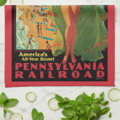 Atlantic City Resort, Pennsylvania Railway Travel Geschirrtuch (Gefaltet)