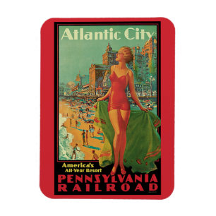 Atlantic City Resort, Pennsylvania Railway Travel Magnet