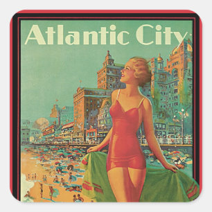 Atlantic City Resort, Pennsylvania Railway Travel Quadratischer Aufkleber