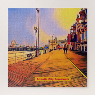 Atlantic City Strand-Promenaden-Pop-Kunst Puzzle