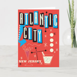 Atlantic City Vintage-Glücksspiel-Reiseplakat Feiertagskarte