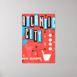 Atlantic City Vintage-Glücksspiel-Reiseplakat Leinwanddruck