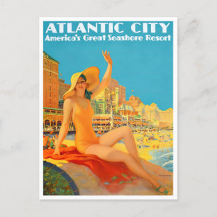 Atlantic City Vintage-Reisepostkarte Postkarte
