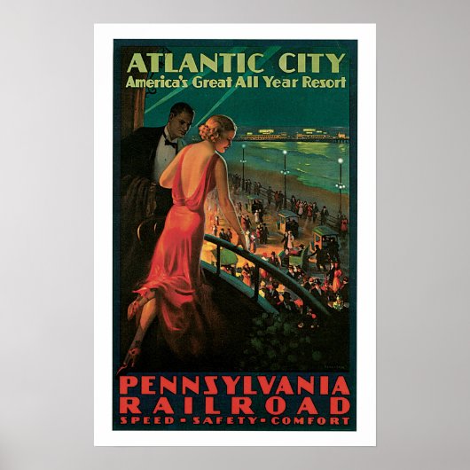 Atlantic City Vintage Travel Poster (Vorne)