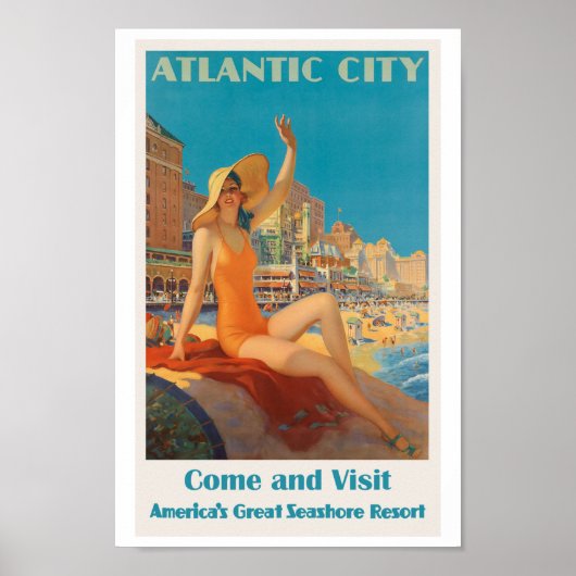 Atlantic City Vintage Travel Poster (Vorne)