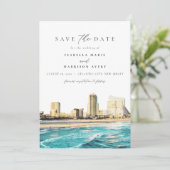 ATLANTIC CITY Watercolor New Jersey City Skyline Einladung (Stehend Vorderseite)