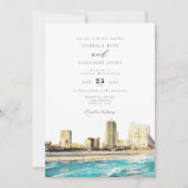 ATLANTIC CITY Watercolor Skyline Wedding Einladung (Vorderseite)