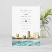 ATLANTIC CITY Watercolor Skyline Wedding Einladung (Stehend Vorderseite)