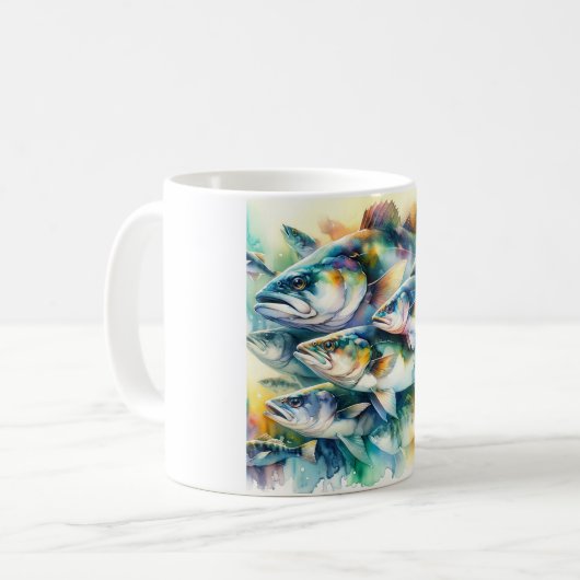 Atlantic Cod 030624AREF108 - Watercolor Kaffeetasse (Vorderseite Links)