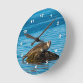 Atlantic Harbor Seal Runde Wanduhr (Winkel)