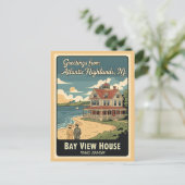 Atlantic Highlands NJ Bay View House Postkarte (Stehend Vorderseite)