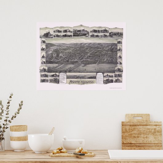 Atlantic Highlands, NJ Panoramic Map - 1894 Poster (Küche)