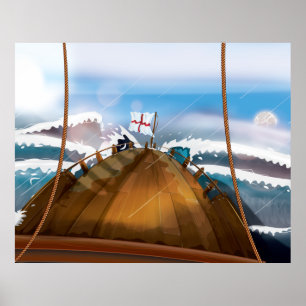 Atlantic Ocean Storm Ship Poster