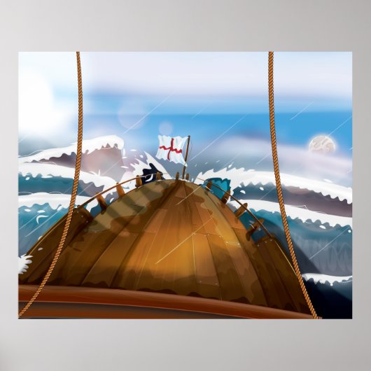Atlantic Ocean Storm Ship Poster (Vorne)