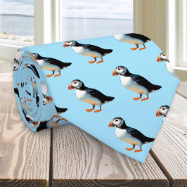 Atlantic Puffers Light Blue Gemustert Wildlife Krawatte