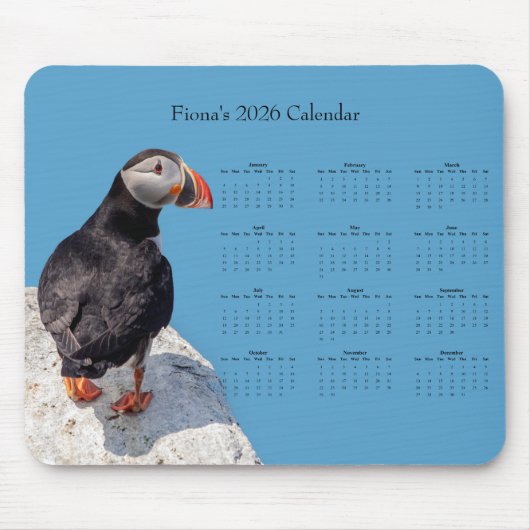Atlantic-Puffin: 2026 Kalender anpassen Mousepad (Vorne)
