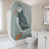 Atlantic Puffin Bird Art Drawing Duschvorhang (Beispiel)