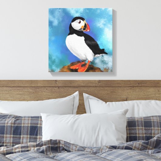 Atlantic Puffin Bird Canvas Print - Malerei Leinwanddruck (Insitu (Schlafzimmer))