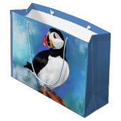 Atlantic Puffin Bird Gift Bag - Malerei Große Geschenktüte (Rückseite Schrägansicht)