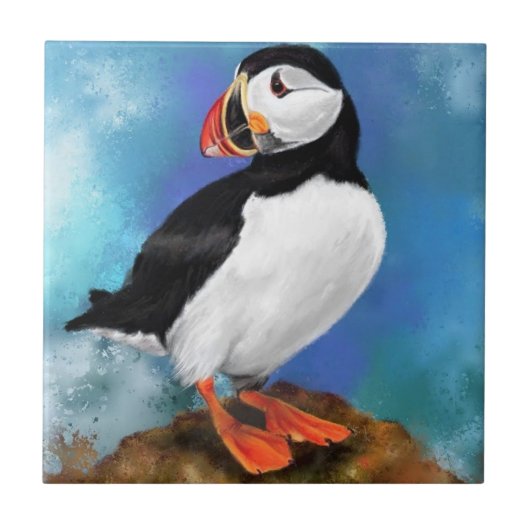 Atlantic Puffin Bird Keramik Tile - Malerei Fliese (Vorderseite)