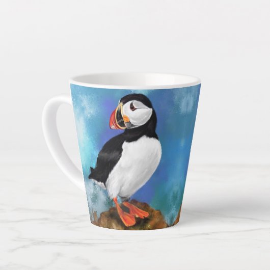 Atlantic Puffin Bird Latte Tasse - Malerei (Linke Ecke)