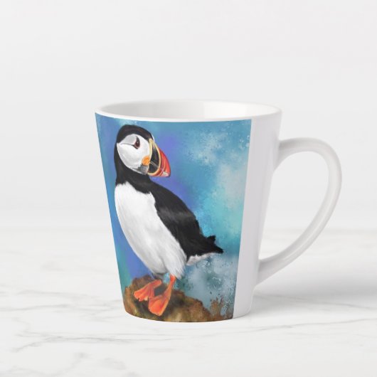 Atlantic Puffin Bird Latte Tasse - Malerei (Rechts)