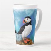 Atlantic Puffin Bird Latte Tasse - Malerei (Rechte Ecke)