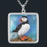 Atlantic Puffin Bird Silver Plane Necklace Versilberte Kette<br><div class="desc">Schöne Puffsbrötchen Migne Kunst,  Dichtung und Musik</div>