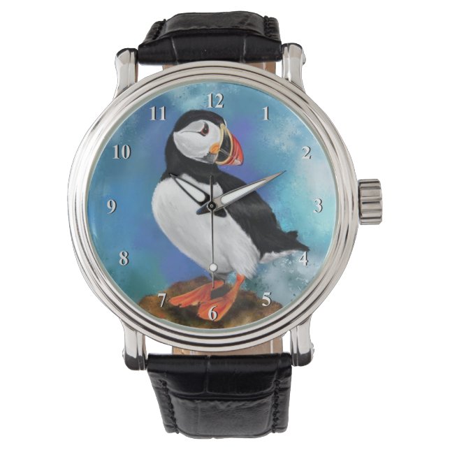 Atlantic Puffin Bird Watch Gift - Clown Beak Armbanduhr (Vorderseite)