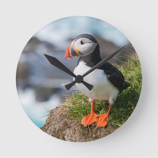 Atlantic Puffin Fratercula Arctica Runde Wanduhr (Vorderseite)
