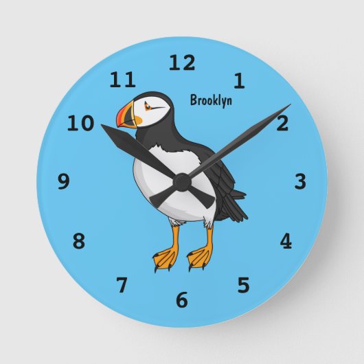 Atlantic puffin illustration runde wanduhr (Vorderseite)