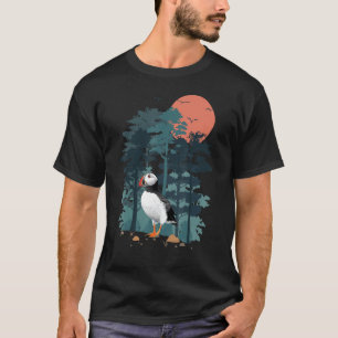 Atlantic Puffin Mountain Sky Flying Ocean-Bird T-Shirt