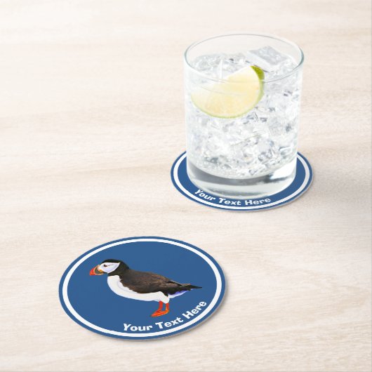 Atlantic Puffin Runder Pappuntersetzer (Vor Ort)