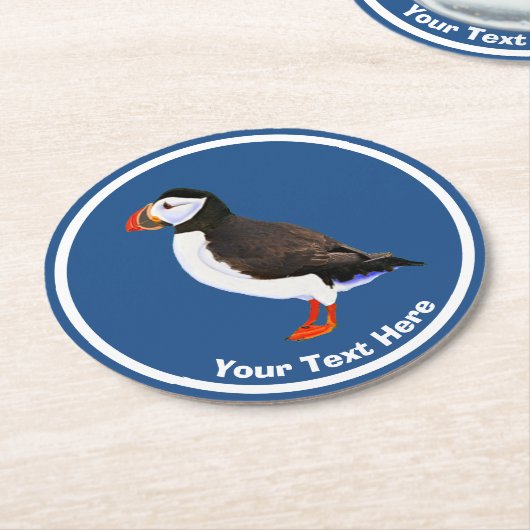 Atlantic Puffin Runder Pappuntersetzer (Angewinkelt)