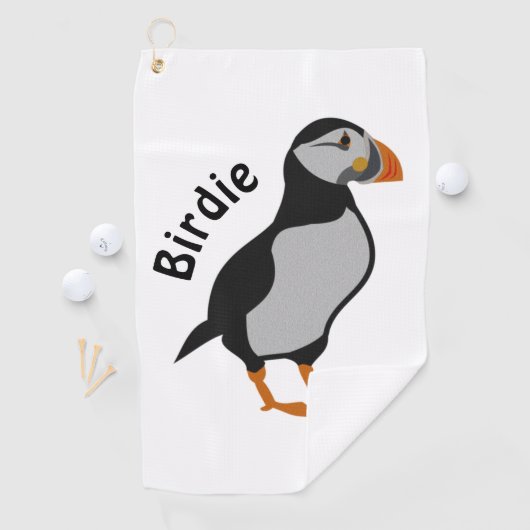 Atlantic Puffin Stehend die Viel Glück Birdie Golfhandtuch (Insitu)
